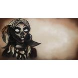 PIXIE (Janey Louise Fletcher), 'Voodoo Girl', acrylic spray paint on wood, 220cm x 120cm.