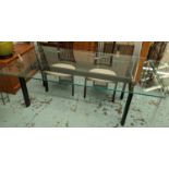 AFTER LE COURBUSIER LC6 STYLE DINING TABLE, glass top, 200cm x 107cm x 75cm.