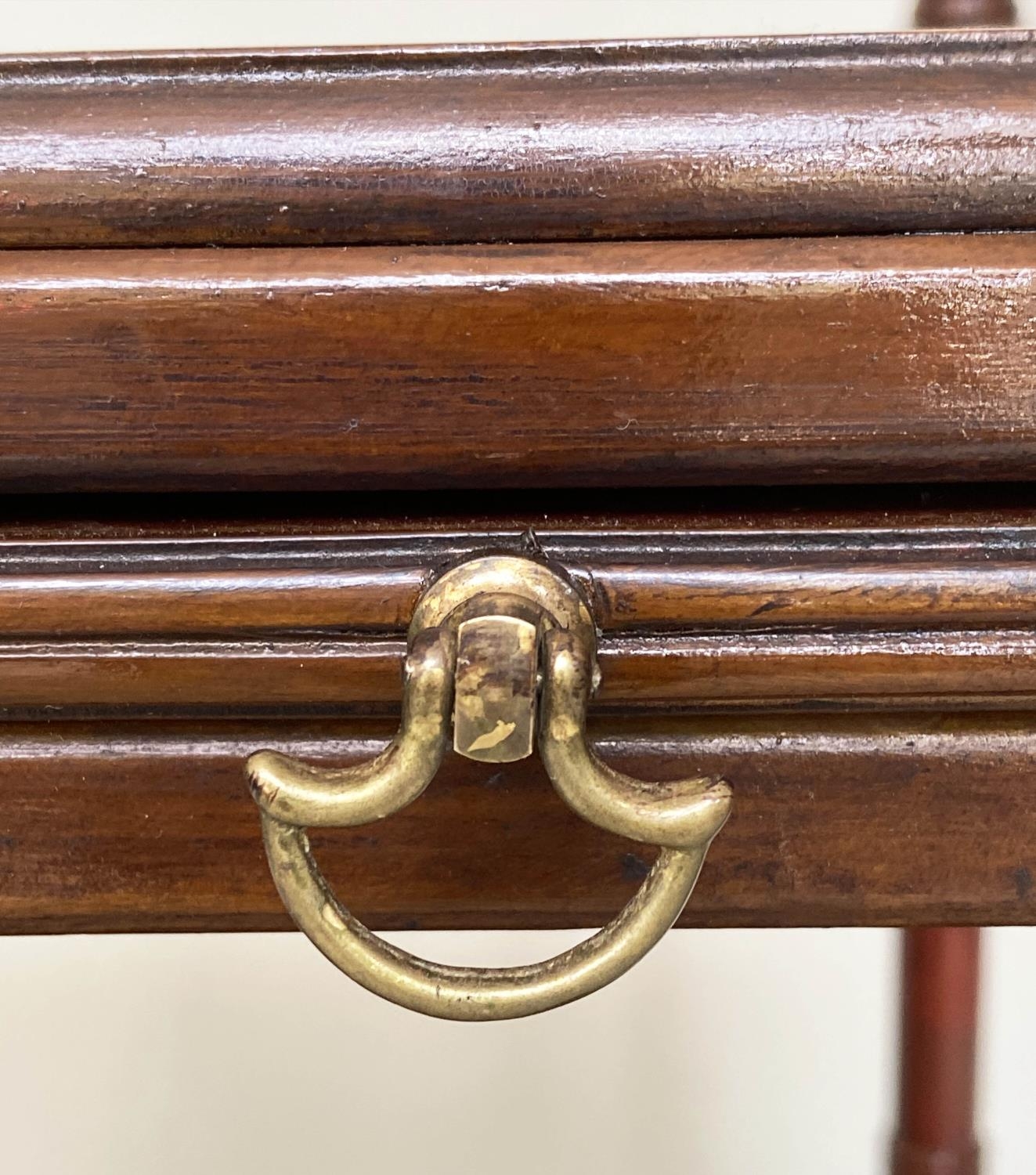 LAMP TABLES, a pair, George III design figured mahogany each with slide and under tierdrawer, 45cm W - Image 5 of 8