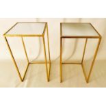 SIDE TABLES, 66cm high, 35cm wide, pair, 1960s French style, of square form, mirrored glass tops and