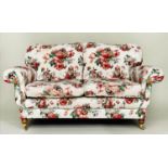 SOFA, English Country House style, with floral bouquet printed cotton, upholstered and feather
