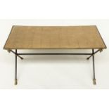 COFFEE TABLE, 1970s Italian rectangular gold leaf squared top on 'X' polished metal supports, 85cm x