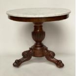 GUERIDON, 19th century French Louis Philippe figured mahogany with circular moulded edge veined
