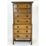 TALLBOY, early 20th century English oak, in two parts with with seven drawers, 164cm H x 79cm W x