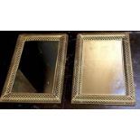 WALL MIRRORS, 100cm high, 70cm wide, a pair, gilt metal pierced frames, Regency style, 100cm x 70cm.