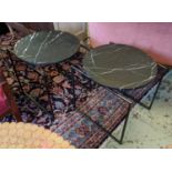 ANDREW MARTIN SIDE TABLES, a pair, 50cm x 50cm H x 50cm, each metal framed with a circular black and