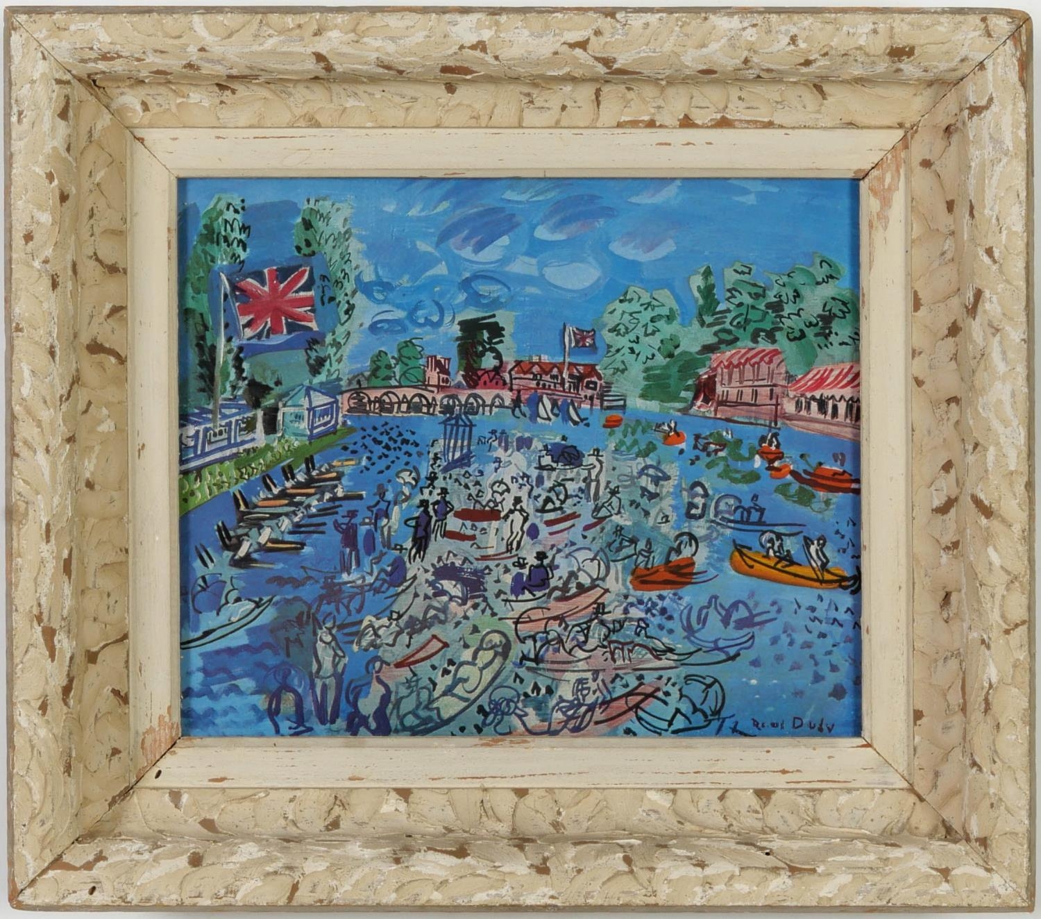 RAOUL DUFY, "Regates" , signed in the plate, off set lithograph, French vintage frame, 20.5cm x 24.