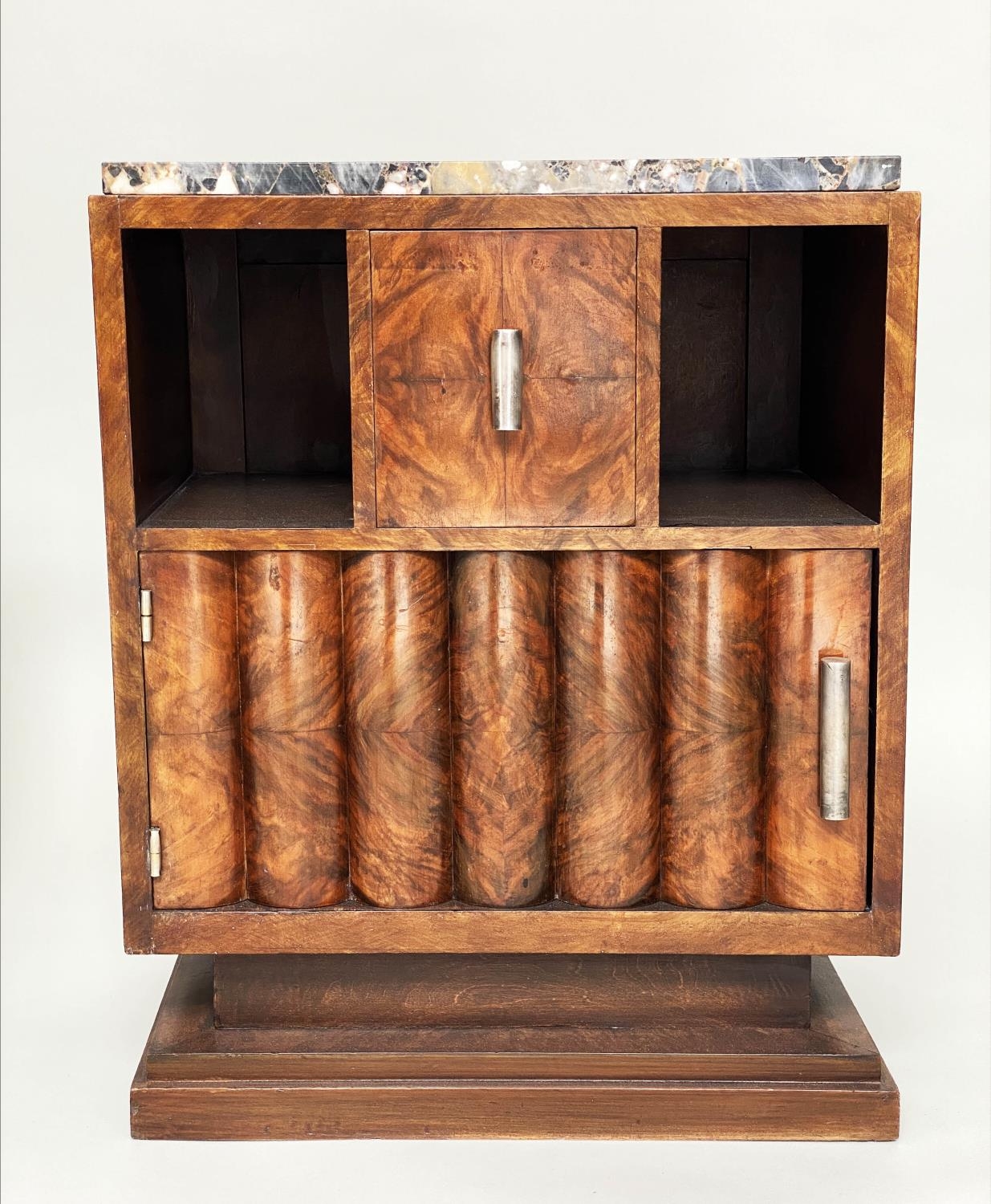 ART DECO CABINETS, a pair, burr walnut each with drawer and bolection moulded door, 50cm W x 31cm - Bild 4 aus 4