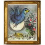 MARC CHAGALL, Menton, signed in the plate, lithograph, French Empire, vintage frame, 53cm x 43cm. (
