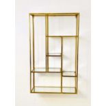 WALL MOUNTING ETAGERE, 100cm H x 60cm W x 20cm D, 1960s French style, mirrored glass shelves, gilt