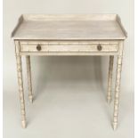 FAUX BAMBOO WRITING TABLE, 19th century English, painted with single frieze drawer, 76cm W x 79cm