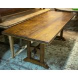 REFECTORY TABLE, 76cm H x 78cm x 215cm W x 78cm D, Arts and Crafts style oak.