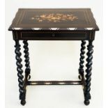 DUTCH SIDE TABLE, 19th century with satinwood and bone marquetry inlay with frieze drawer and barley