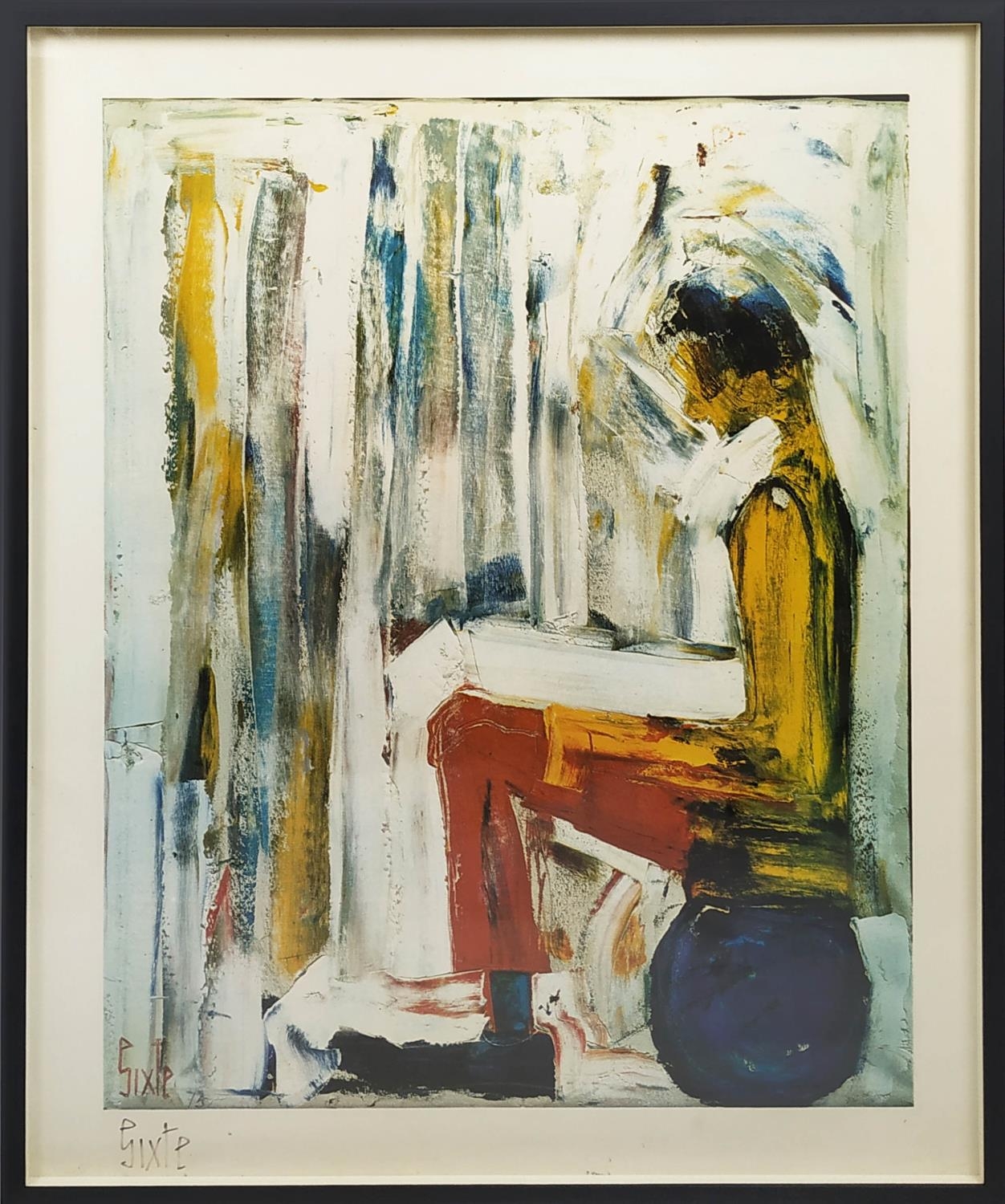 SIXTE BLASCO BRUGUERAS (Cuban 1926-1996), 'Seated Figure', lithograph, 76cm x 63cm, framed.