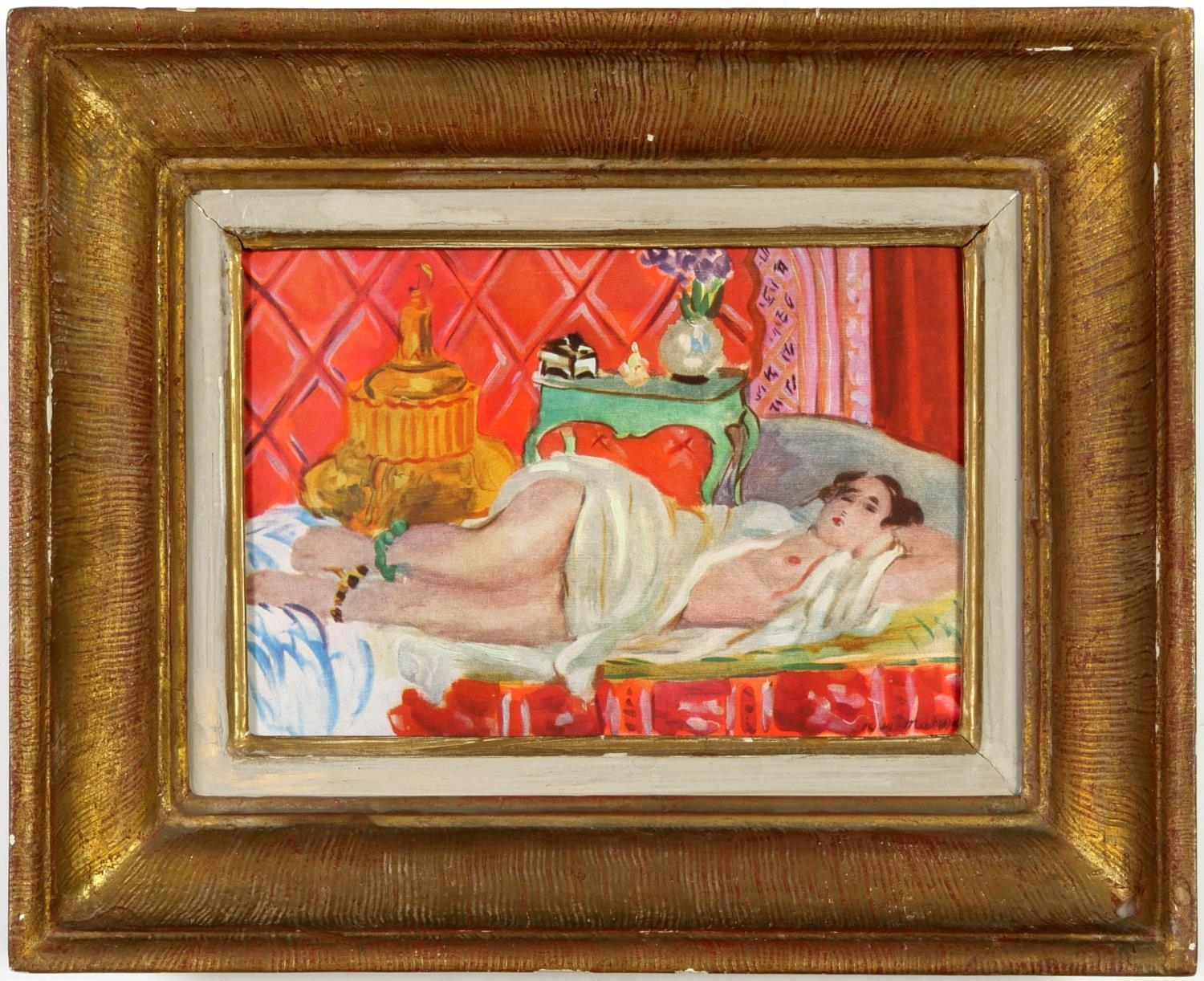 HENRI MATISSE, Odalisque, off set lithograph, signed in the plate, French vintage frame, 17cm x 25.