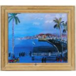 RAOUL DUFY, "Nice, Bay of Angels", signed in the plate, quadrichrome, vintage frame, 42cm x 50cm. (