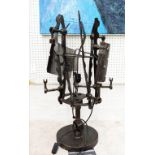 SURREALIST INSPIRED TABLE LAMP, 77cm H, bronzed metal.