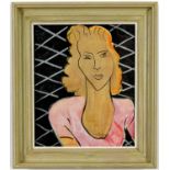 HENRI MATISSE, Portrait of a Woman, off set lithograph, singed in the plate, French green vintage