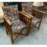 GRAYSON PERRY DIRECTORS CHAIRS, a pair, with Opera Seasons fabric created for the Glyndebourne