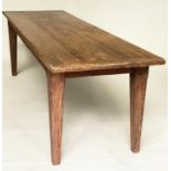 FARMHOUSE TABLE, vintage French pine with three plank top and square section supports, 260cm w x