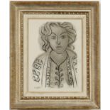 HENRI MATISSE, Tete de Femme lithograph, singed in the plate 1939, French vintage frame, 35.5cm x