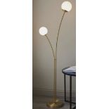 FLOOR LAMP, 158cm H with two white shades.