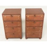 LEATHER CHESTS, a pair, gilt 1970s tooled tan leather, each with two box drawers above a deep filing