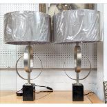 TABLE LAMPS, a pair, 66cm H each with a grey shade. (2)