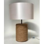 TIMOTHY OULTON ROPE LAMP, coiled rope with silk drum shade, 90cm H x 62cm.