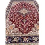 PERSIAN PART SILK TABRIZ CARPET, 300cm x 200cm, Heriz design.