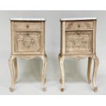 TABLES DE NUITS, a pair, late 19th century French walnut and Kingwood panelled each with drawer