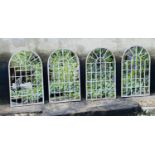 ARCHITECTURAL GARDEN MIRRORS, a set of four, 60cm H x 36cm W, Georgian style, with overlaid
