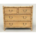 FAUX BAMBOO CHEST, Regency style painted faux bamboo with two short and two long drawers and cane
