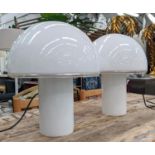 ARTEMIDE ON FACE GRADE BUBBLE ITALIAN TABLE LAMPS, pair, designed by Luciano Vistosi, opaline glass,