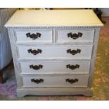 CHEST, 79cm H x 75cm W x 38cm D, grey painted of five drawers.