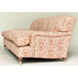 SOFA, Howard style in the George Smith manner with terracotta floral pattern linen union