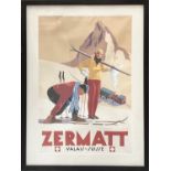 PULLMANS EDITIONS POSTER, Zermatt: 'Matterhorn at Dusk', after the original by Charles Avalon,