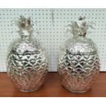 PINEAPPLE ICE BUCKETS, pair, silver plated, 33cm H x 20 diam. (2)