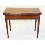 TEA TABLE, George III mahogany rectangular foldover and crossbanded with satinwood paterae inlay