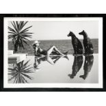 AFTER SLIM AARONS (American 1916-2006), 'Pantz Pool', black and white photo print, 80cm x 115cm,