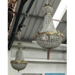 REGENCY STYLE CHANDELIERS, pair, gilt metal and glass, baluster form, 75cm H x 42cm diam. (2)