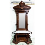 HALL STAND, 140cm W x 261cm H, late 19th century Continental walnut of substantial proportions