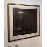 MALAYSIAN SARONG, mounted and framed, 130cm x 130cm