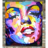 MARILYN MONROE ABSTRACT PORTRAIT, contemporary school, acrylic on canvas, unframed, 120cm x 100cm.