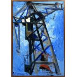 PAOLO SCHIAVOCAMPO (Italian 1924-2022) 'Construction', oil on canvas, 69cm x 49cm, framed.