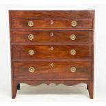 SCOTTISH HALL CHEST, early 19th century Regency figured mahogany of adapted shallow proportions with