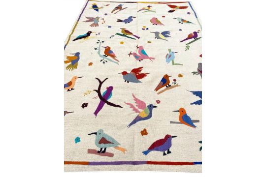 SUZANI BIRD DESIGN KILIM, 227cm x 154cm. - Image 1 of 2