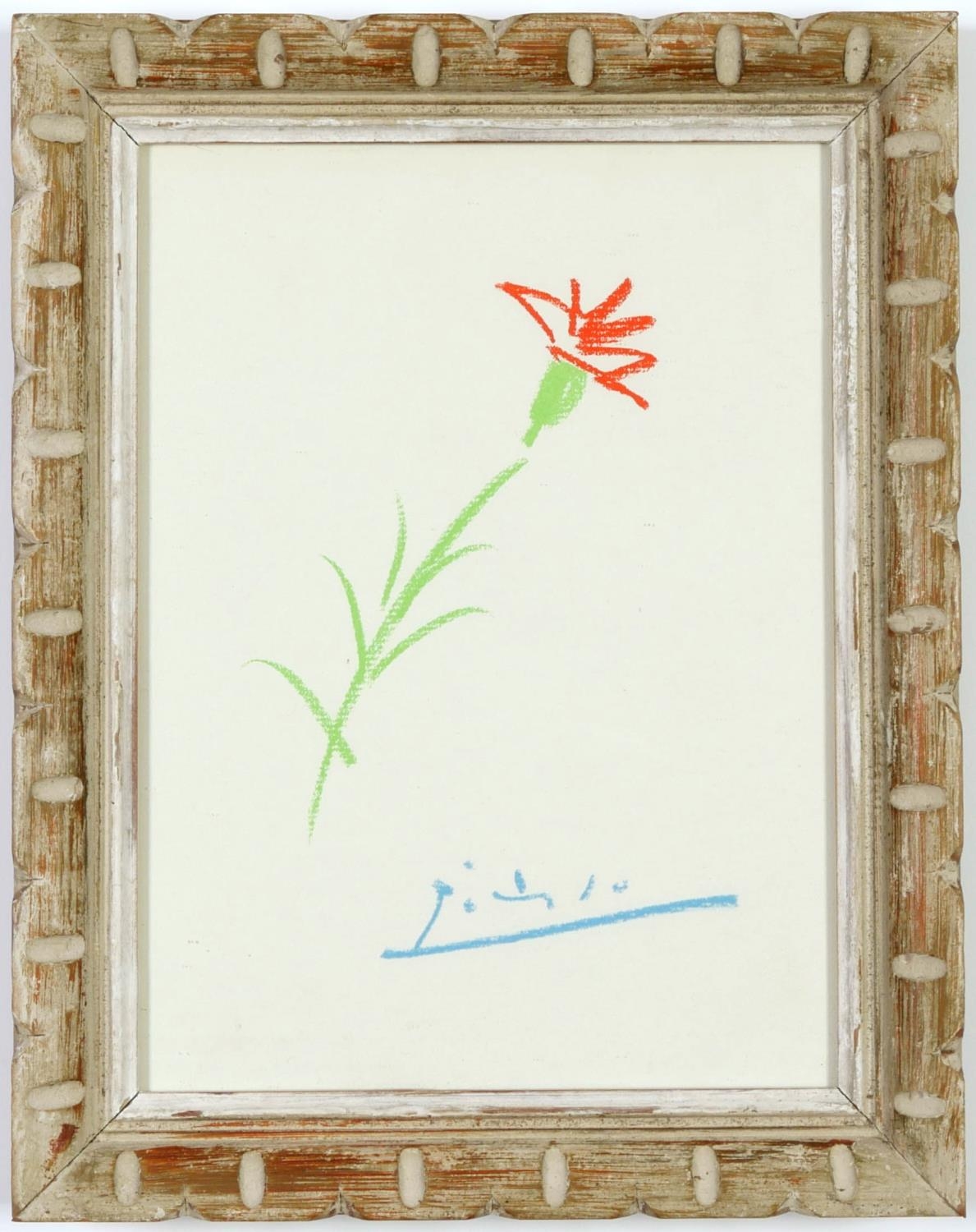 AFTER PABLO PICASSO, Fleur, signed in the plate, off set lithograph, vintage French frame, 22.5cm