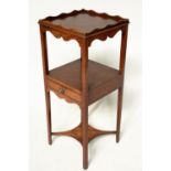 NIGHT STAND/LAMP TABLE, George III mahogany with gallery, drawer and undertier, 30cm x 30cm x 80cm