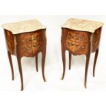 TABLES DE NUIT, a pair, French Louis XV style Kingwood, marquetry inlaid and gilt metal mounted each